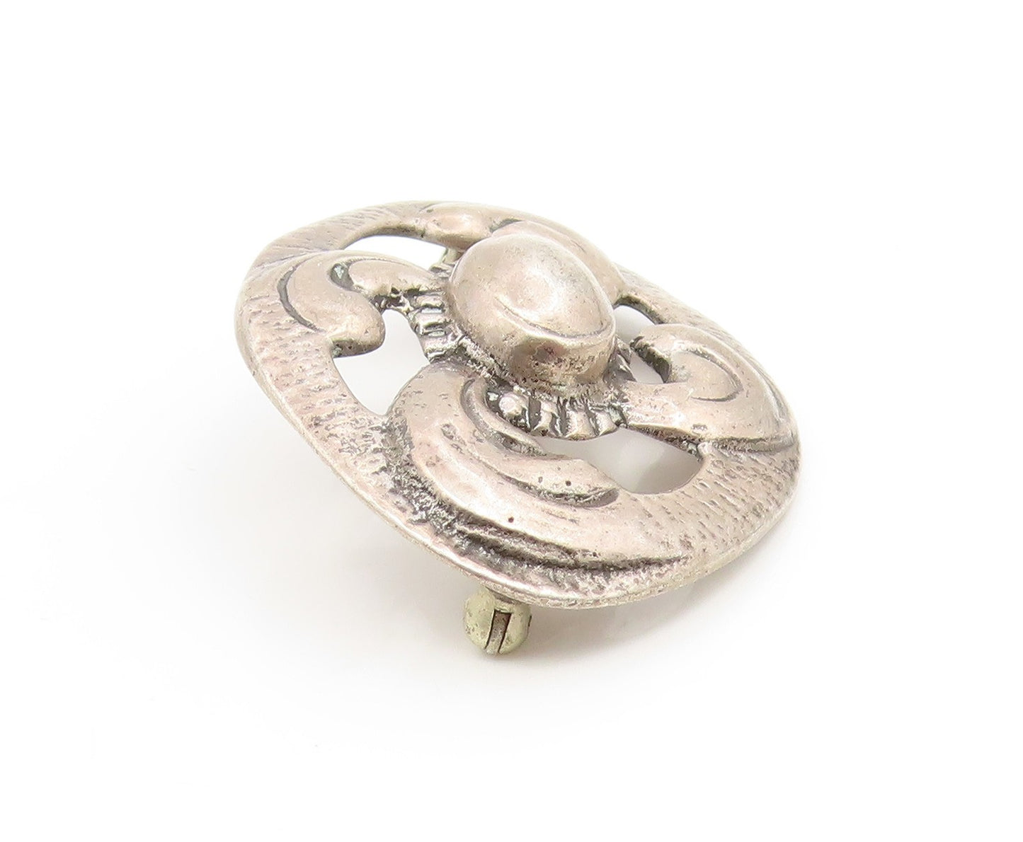 925 Sterling Silver Vintage Brooch Pin Antique Abstract Floral Design  BP12399