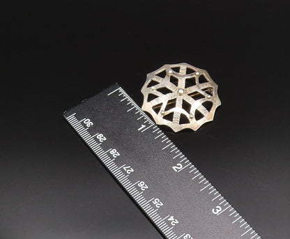 925 Sterling Silver  Vintage Openwork Beaded Web Motif Brooch Pin  BP9827