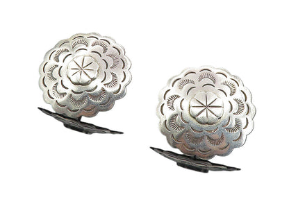 MEXICO 925 Sterling Silver  Vintage Etched Floral Pattern Drop Earrings EG4469