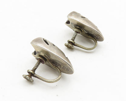 MEXICO 925 Silver   Vintage Drama Theater Masks Non Pierce Earrings  EG5741