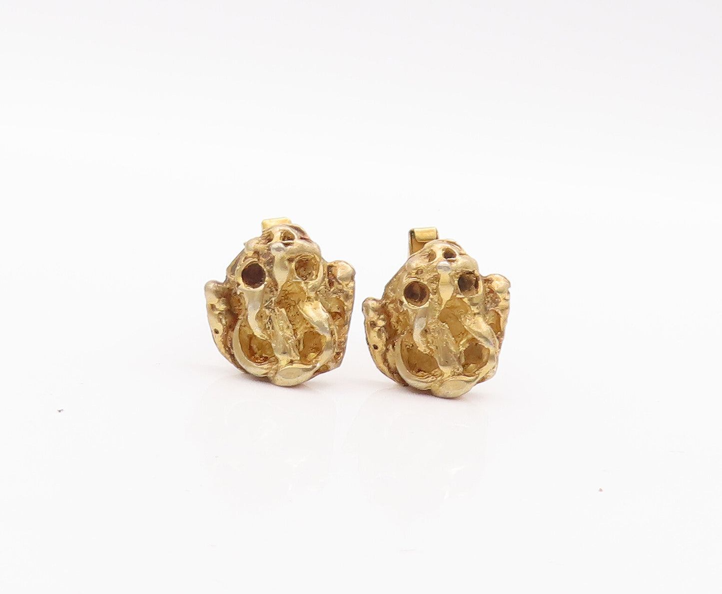 925 Sterling Silver Vintage Cufflinks ISRAEL Gold Plated Brutalist  TR3749