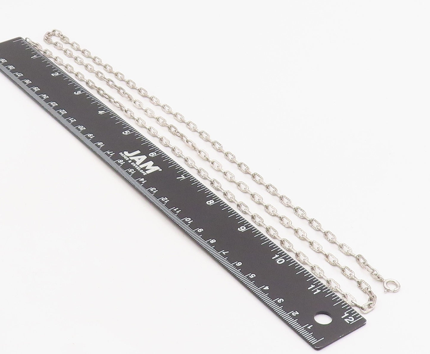 925 Sterling Silver Vintage Necklace Minimalist Hollow Over Link Chain  NE4690
