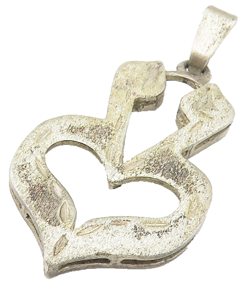 925 Sterling Silver  Vintage Dark Tone Textured Love Heart Pendant  PT8877