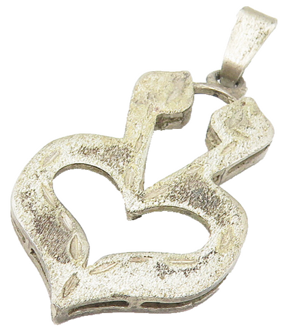 925 Sterling Silver  Vintage Dark Tone Textured Love Heart Pendant  PT8877