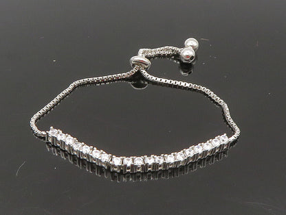 925 Silver  White Cubic Zirconia Adjustable Child Box Chain Bracelet  BT1061