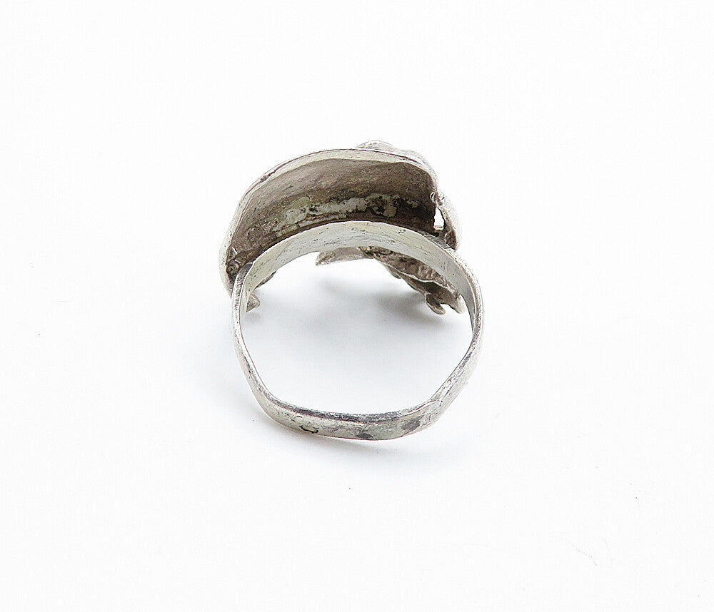 925 Sterling Silver  Vintage Mom & Baby Elephant Band Ring Sz 5.5  RG6606
