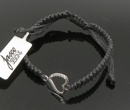 925 Silver  Cubic Zirconia Love Heart Adjustable Friendship Bracelet  BT1019