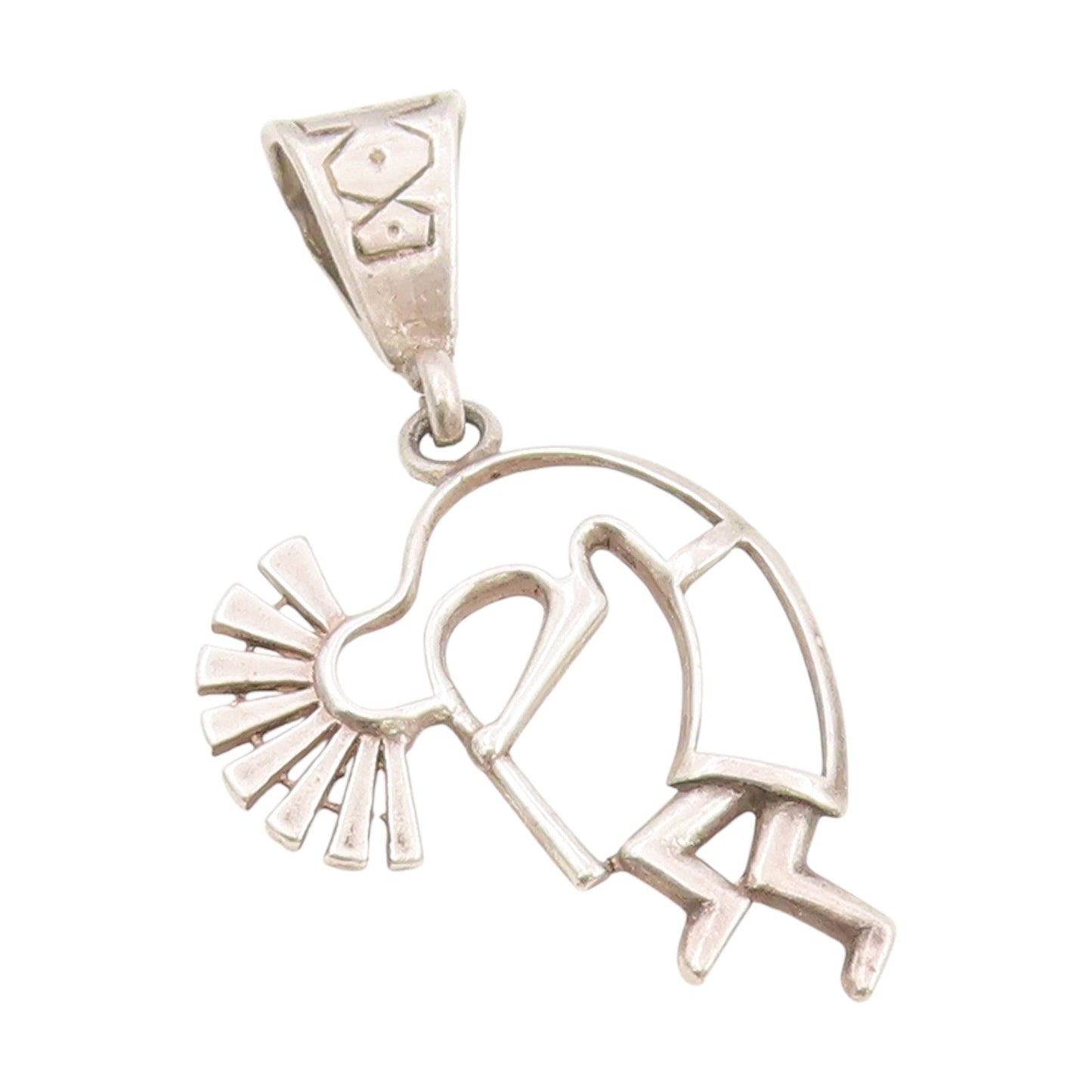 925 Sterling Silver Vintage Pendant Kokopelli Flute Player Outline Charm PT25512