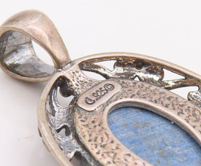925 Sterling Silver Vintage Pendant CAROLYN POLLACK Swirly Carved Gem  PT23684