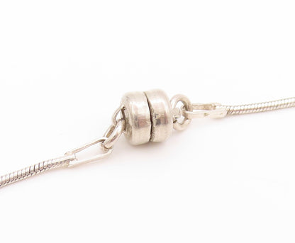925 Sterling Silver Vintage Necklace Multi Stone Amber Classic Link Chain NE4630