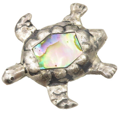 MEXICO 925 Sterling Silver  Vintage Abalone Sea Turtle Motif Brooch Pin BP5346