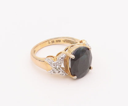 925 Sterling Silver Vintage Ring Gold Plated Oval Sapphire Topaz Sz 7  RG27980