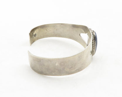 MEXICO 925 Silver  Vintage Cabochon Cut Sodalite Smooth Cuff Bracelet  BT4922