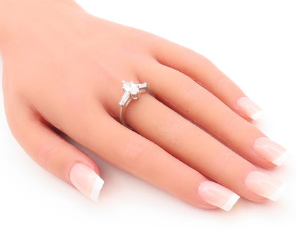 925 Sterling Silver Vintage Ring Minimalist Marquise Cut CZ  Sz 8  RG29756