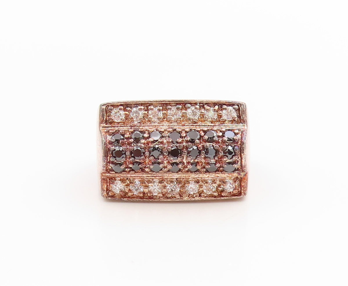 925 Sterling Silver Vintage Ring Spinel & CZ Geometric Pave Band  Sz 6  RG35924