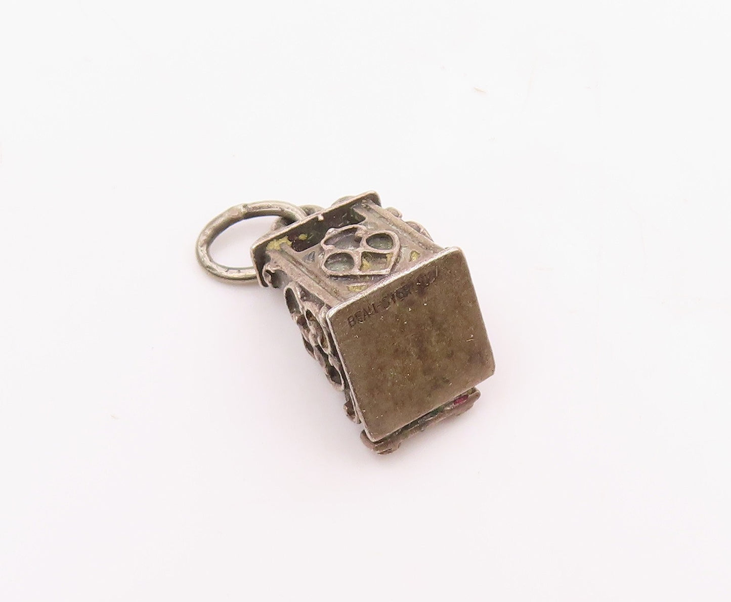 BEAU 925 Silver  Vintage Detailed Antique Cash Register Charm Pendant  PT21719