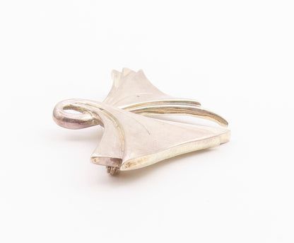 ELIZABETH ERRICO 925 Silver  Vintage Shiny Ribbon Motif Brooch Pin  BP9269