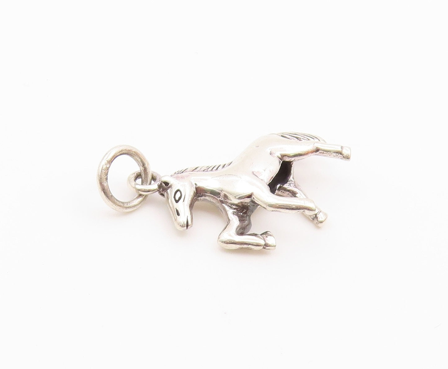 925 Sterling Silver  Vintage Shiny Petite Galloping Horse Pendant  PT18368