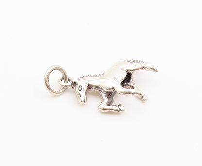 925 Sterling Silver  Vintage Shiny Petite Galloping Horse Pendant  PT18368