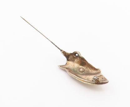925 Sterling Silver  Vintage Carved Topaz Horse Head Brooch Pin  BP9640