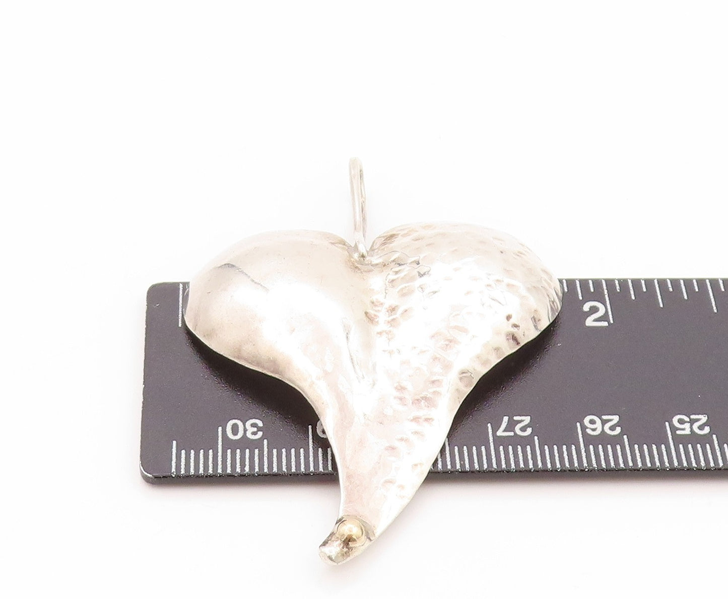 925 Sterling Silver Vintage Pendant Designer Brutalist Love Heart  PT24132