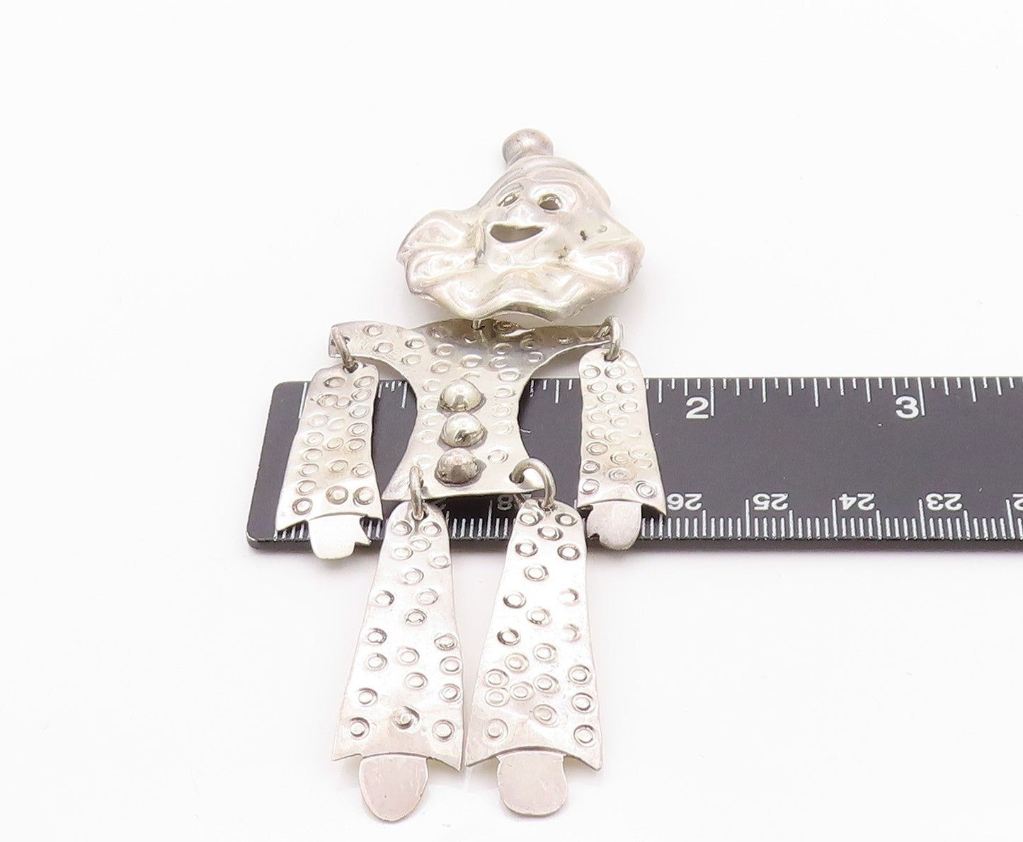925 Sterling Silver Vintage Brooch Pin MEXICO Large Dancing Clown  BP11564
