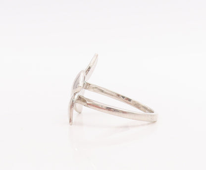 925 Sterling Silver Vintage Ring Solid Falling Leaves Cutout  Sz 8  RG28699