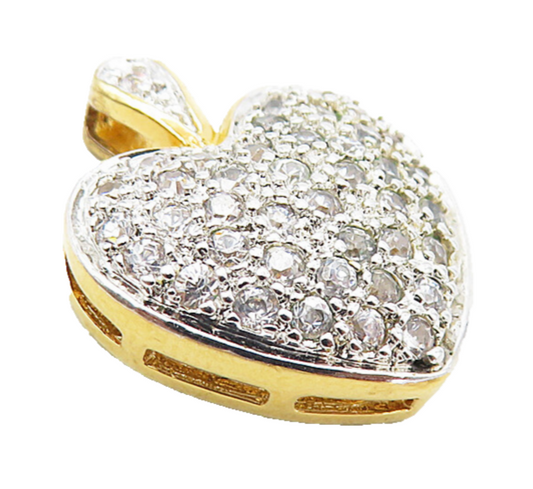 925 Sterling Silver  Shiny Cubic Zirconia Encrusted Love Heart Pendant  PT6338