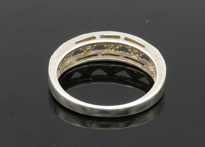 AVON 925 Silver  Vintage Topaz Diamond Shape Pattern Band Ring Sz 8  RG20756