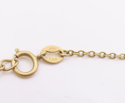 925 Sterling Silver Vintage Necklace Gold Plated Elegant Quartz & CZ  NE4849