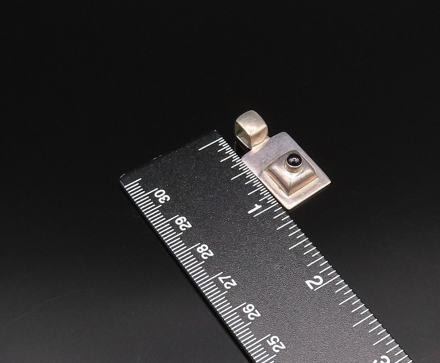 SILPADA 925 Silver  Vintage 3D Graduated Square Black Onyx Pendant  PT21324