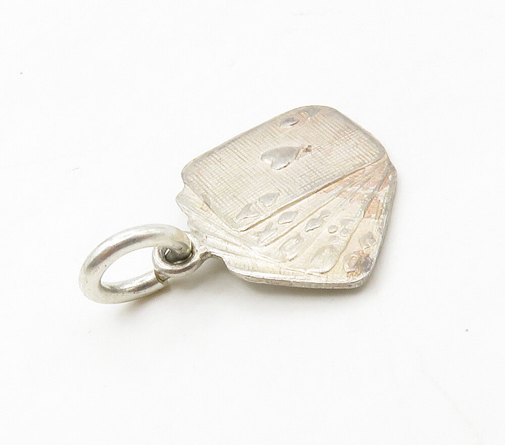 925 Sterling Silver  Vintage Petite Deck Of Cards Motif Pendant  PT13228
