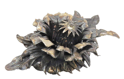 925 Sterling Silver  Vintage Antique Oxidized Flower Motif Brooch Pin  BP3942