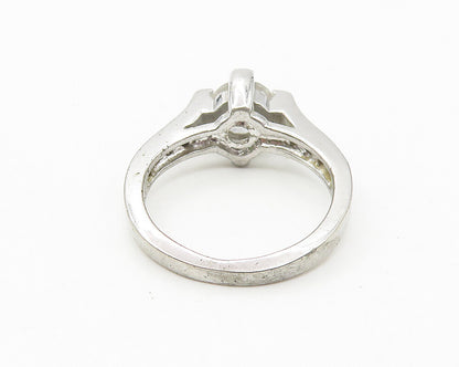 925 Sterling Silver  Cubic Zirconia Solitaire With Accents Ring Sz 5  RG11343