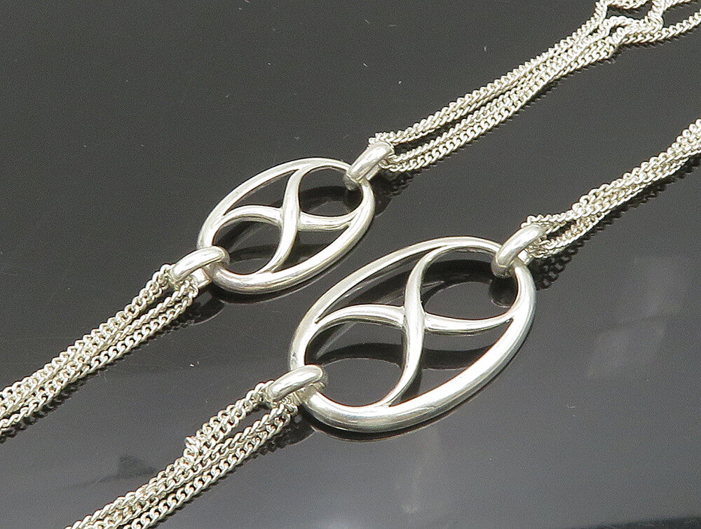 MONET 925 Sterling Silver Vintage Infinity Cutout Multi Strand Necklace NE3845