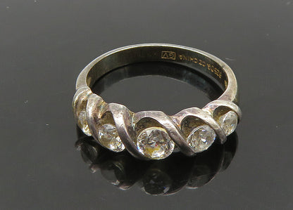 925 Silver  Vintage Cubic Zirconia 5 Stone Petite Band Ring Sz 5  RG22211