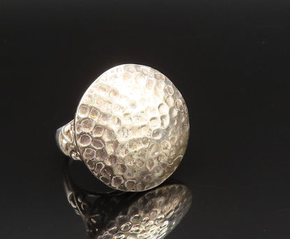 925 Sterling Silver  Vintage Round Hammered Open Scroll Ring Sz 7.5  RG25617