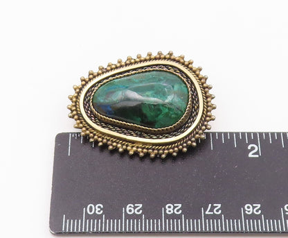 ISRAEL 925 Sterling Silver  Vintage Eilat Stone Twist Border Brooch Pin BP4457