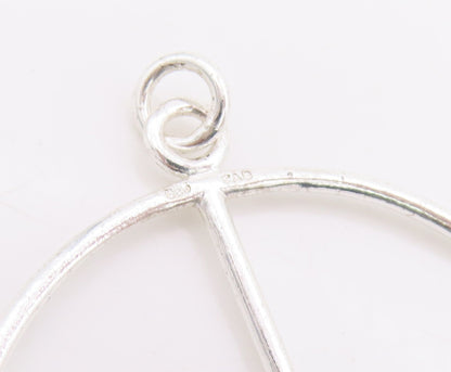 925 Sterling Silver Vintage Pendant Minimalist Open Circle Peace Symbol  PT25185