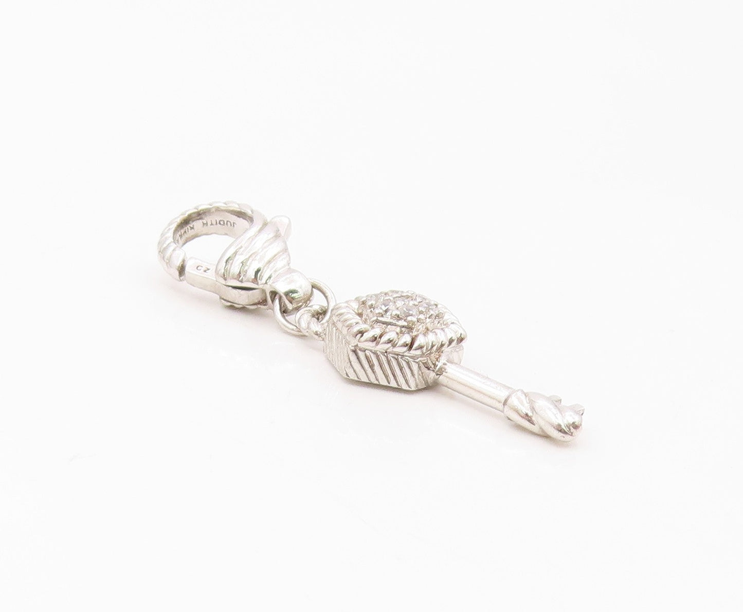 JUDITH RIPKA 925 Silver  Vintage Cubic Zirconia Key Motif Pendant  PT19498