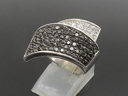 925 Silver  Vintage Overlapping Sapphire & Cubic Zirconia Ring Sz 7  RG24503