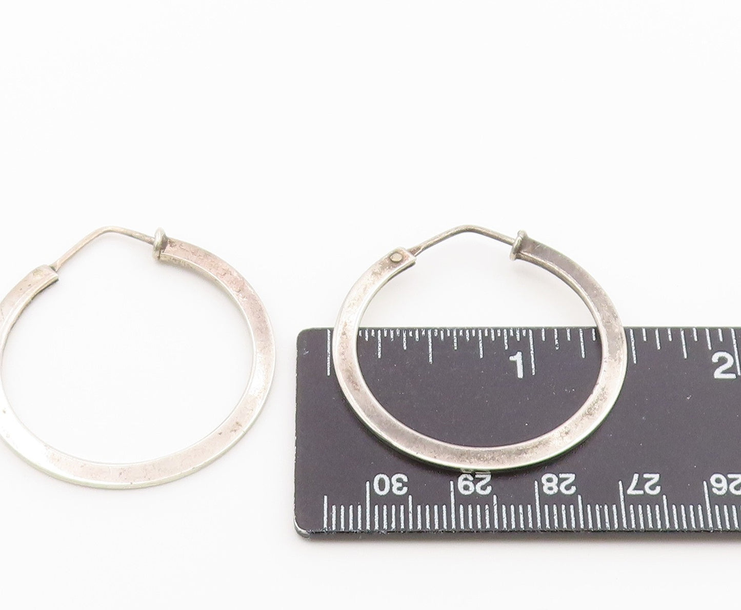 925 Sterling Silver Vintage Earrings Minimalist Tapered Statement Hoops  EG14477