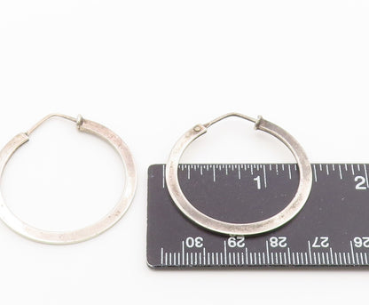 925 Sterling Silver Vintage Earrings Minimalist Tapered Statement Hoops  EG14477