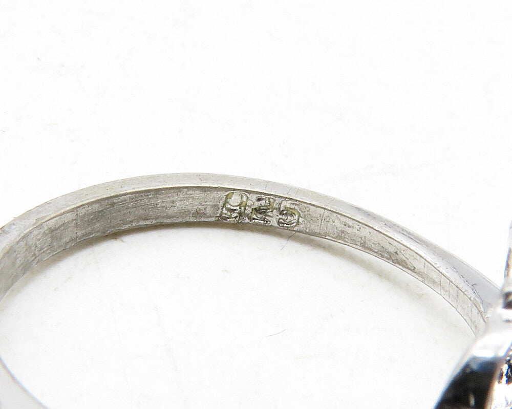 925 Sterling Silver  Love Heart Amethyst Shiny Band Ring Sz 5.5  RG12583