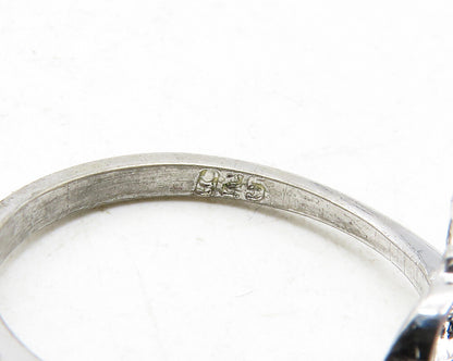 925 Sterling Silver  Love Heart Amethyst Shiny Band Ring Sz 5.5  RG12583