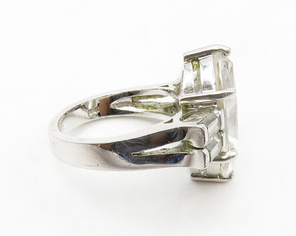925 Sterling Silver  Shiny Marquise Cubic Zirconia Cocktail Ring Sz 7  RG13963
