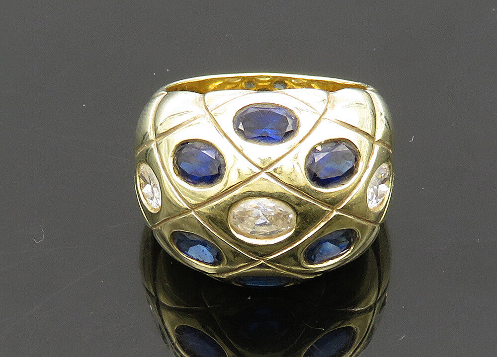 925 Silver  Vintage Cubic Zirconia & Blue Topaz Dome Band Ring Sz 8  RG20922