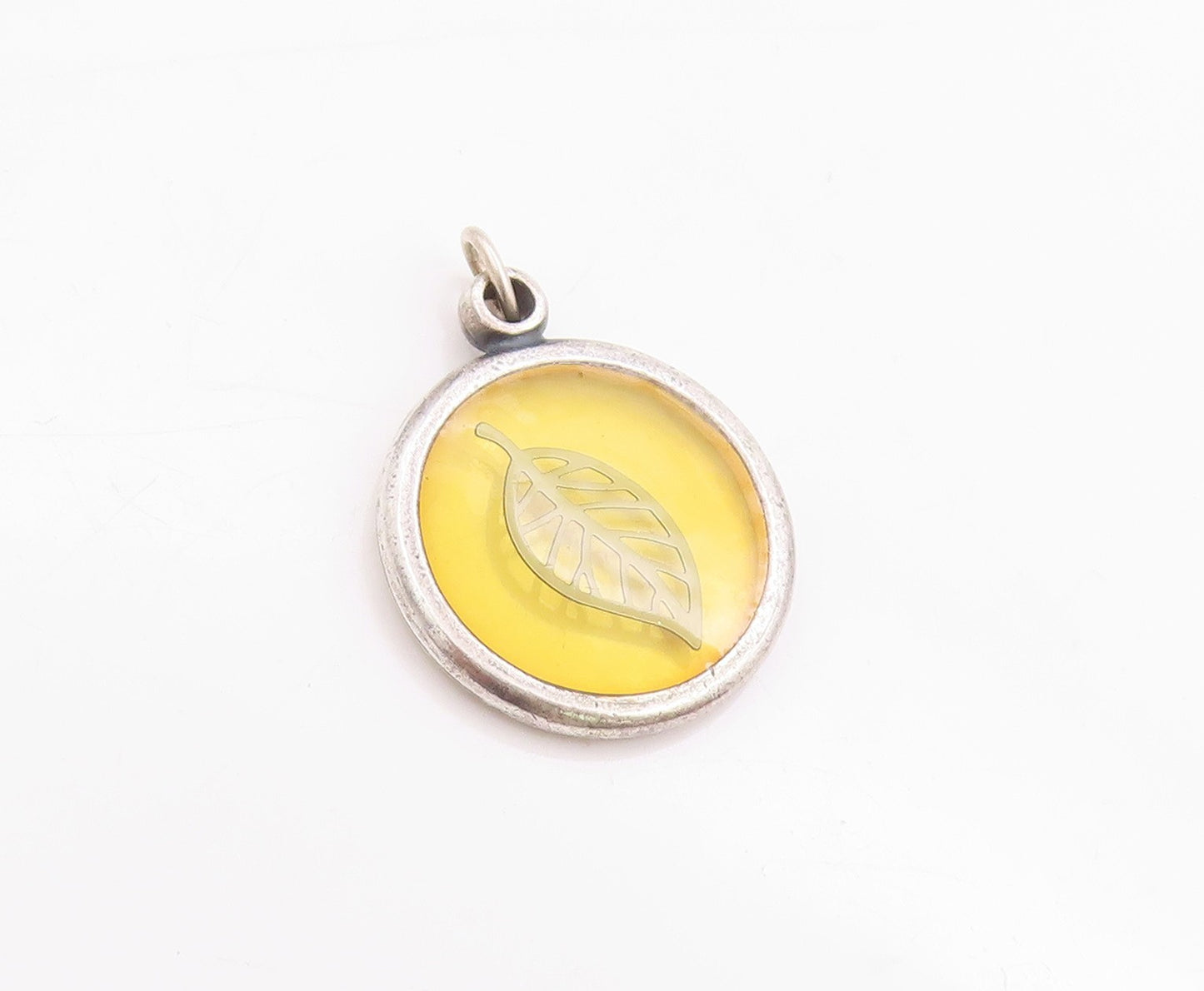 925 Sterling Silver Vintage Pendant Modernist Caged Leaf Design  PT24579