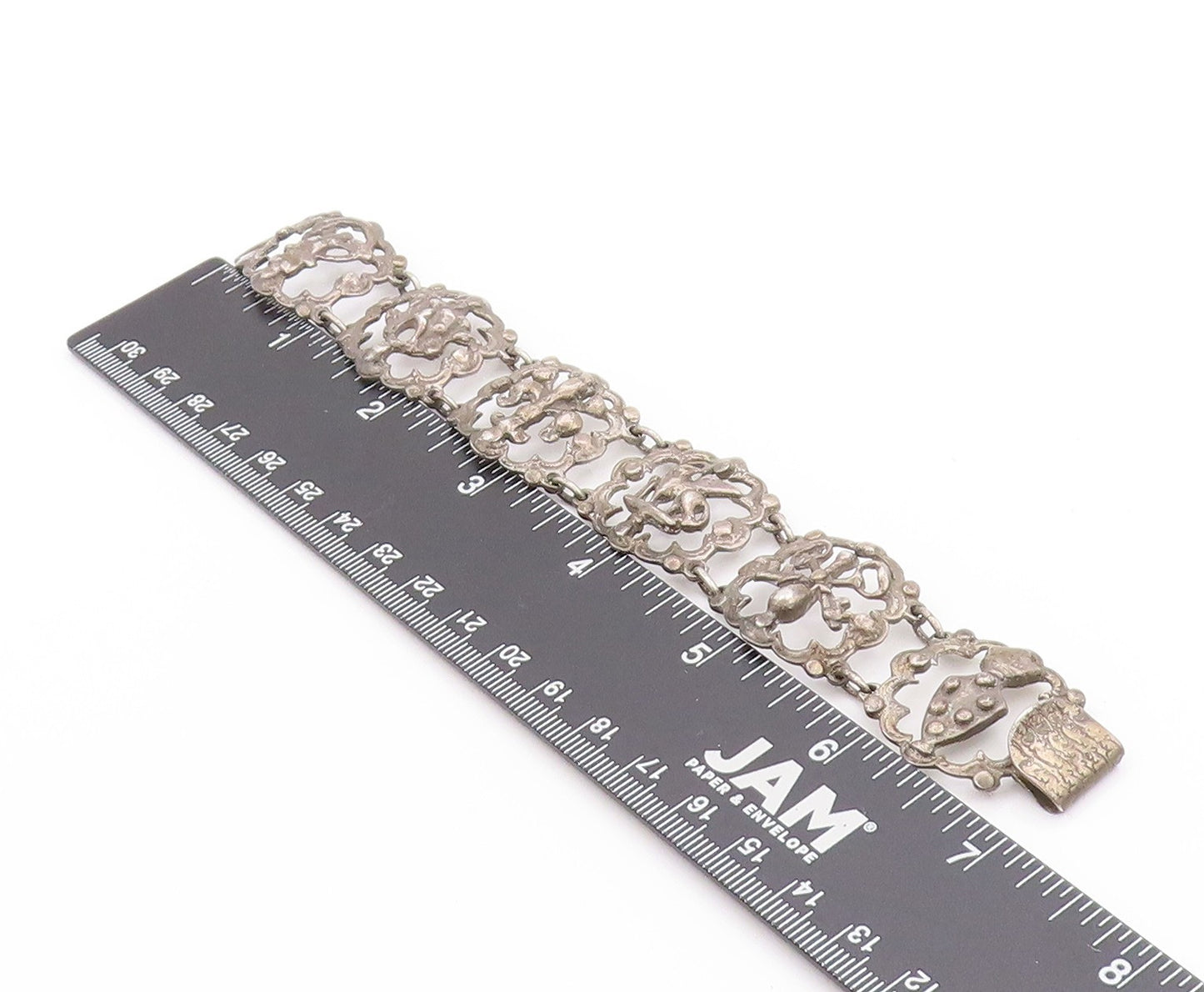 925 Sterling Silver Vintage Bracelet Antique Brutalist Egyptian Design  BT11209