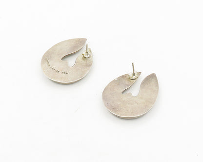 MEXICO 925 Sterling Silver  Vintage Hollow Modernist Drop Earrings  EG9052